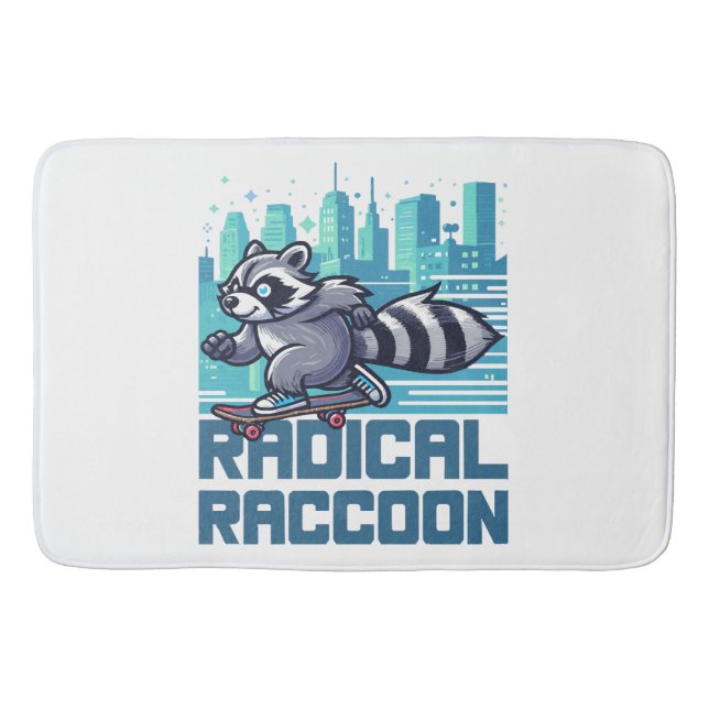 Radical Racoon Urban Skateboarder Bath Mat (Front)