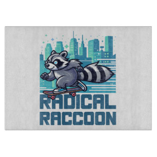 Radical Racoon Urban Skateboarder Cutting Board