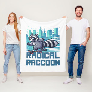 Radical Racoon Urban Skateboarder Fleece Blanket