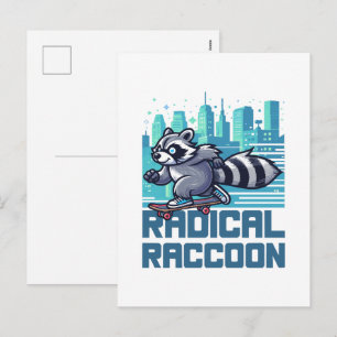 Radical Racoon Urban Skateboarder Holiday Postcard