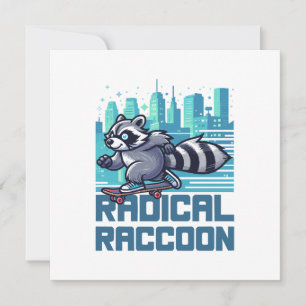 Radical Racoon Urban Skateboarder Invitation