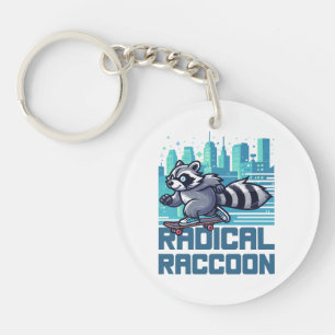 Radical Racoon Urban Skateboarder Key Ring