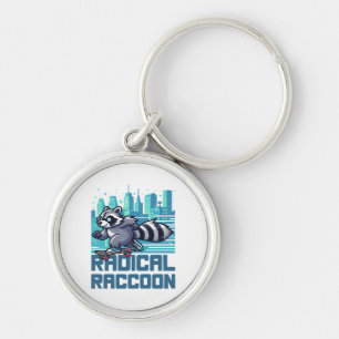 Radical Racoon Urban Skateboarder Key Ring