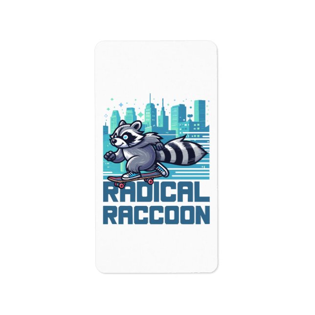 Radical Racoon Urban Skateboarder Label (Front)