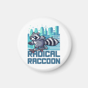 Radical Racoon Urban Skateboarder Magnet