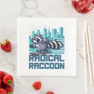 Radical Racoon Urban Skateboarder Napkin