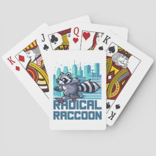 Radical Racoon Urban Skateboarder Playing Cards