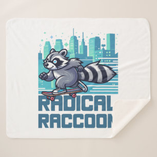 Radical Racoon Urban Skateboarder Sherpa Blanket