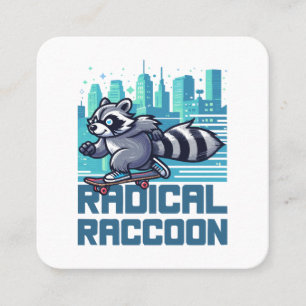 Radical Racoon Urban Skateboarder Square Business Card