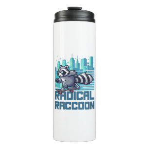Radical Racoon Urban Skateboarder Thermal Tumbler