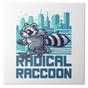 Radical Racoon Urban Skateboarder Tile