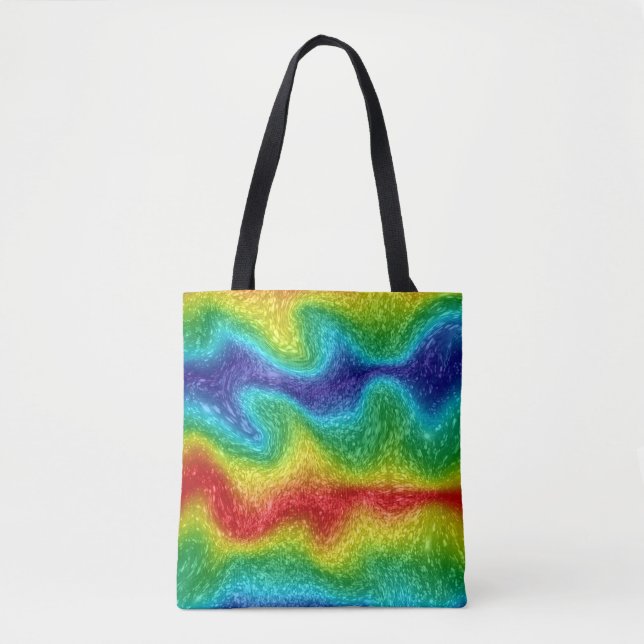 Radical Rainbow Abstract Striped Colourful Art Tote Bag (Front)