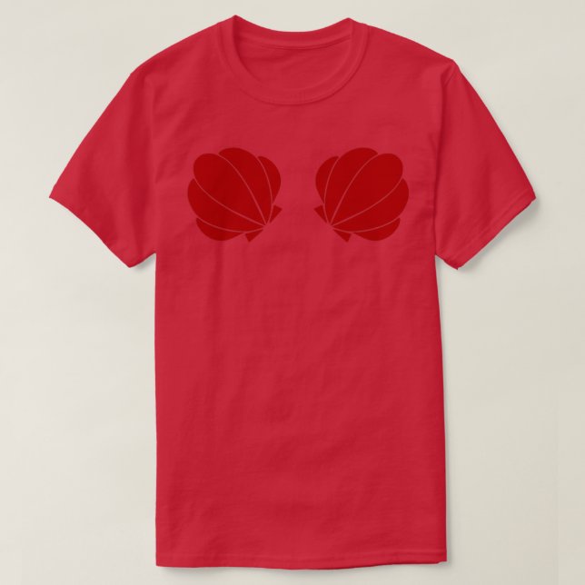 Radical Red Mermaid Shells T-Shirt (Design Front)