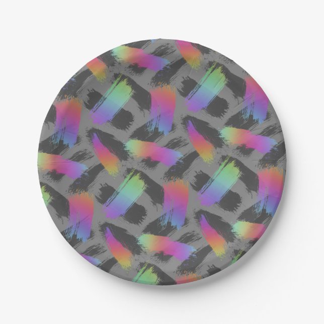radical retro rainbow : paper plate (Front)