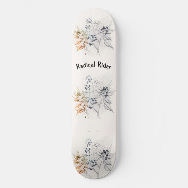 Radical Rider, Berries Abstract, Minimalist  Skateboard (Front)