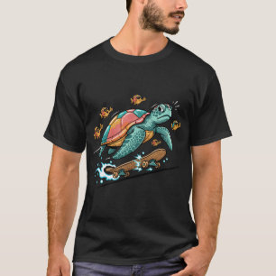 Radical Skater Sea Turtle Cartoon T-Shirt