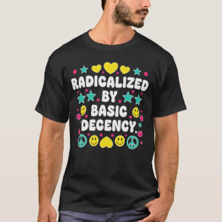 Radicalised by Basic Decency Colourful Retro Peace T-Shirt