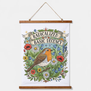 Radicalized by Basic Decency Aesthetic Art Bird Hanging Tapestry
