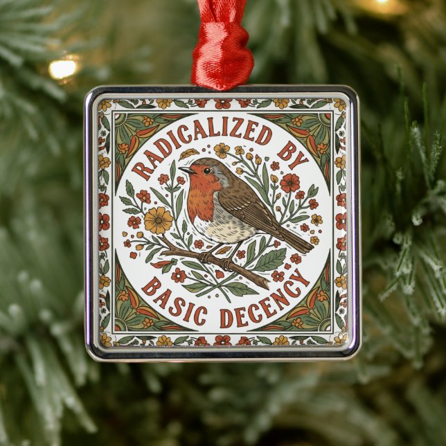 Radicalized by Basic Decency Bird Illustration  Metal Tree Decoration (Tree)