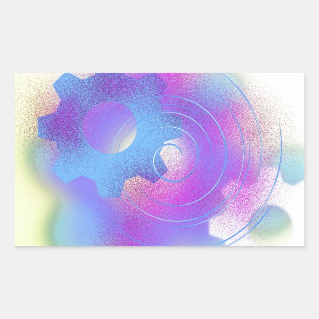 Radically Geared Up Abstract Rectangular Sticker (Front)