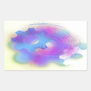 Radically Geared Up Abstract Rectangular Sticker