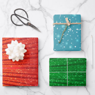 Radient Glitter Wrapping Paper Flat Sheet Set of 3