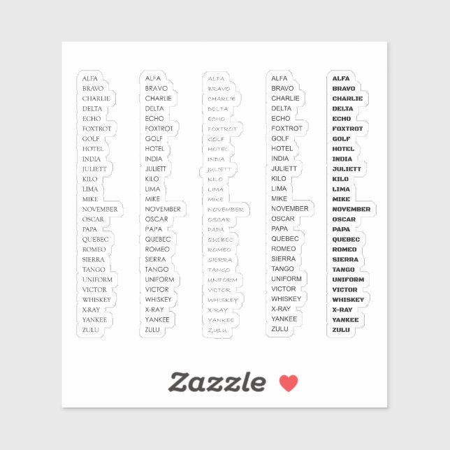 Radio Alphabet (Sheet)