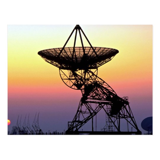 Radio astronomy dish aerial postcard