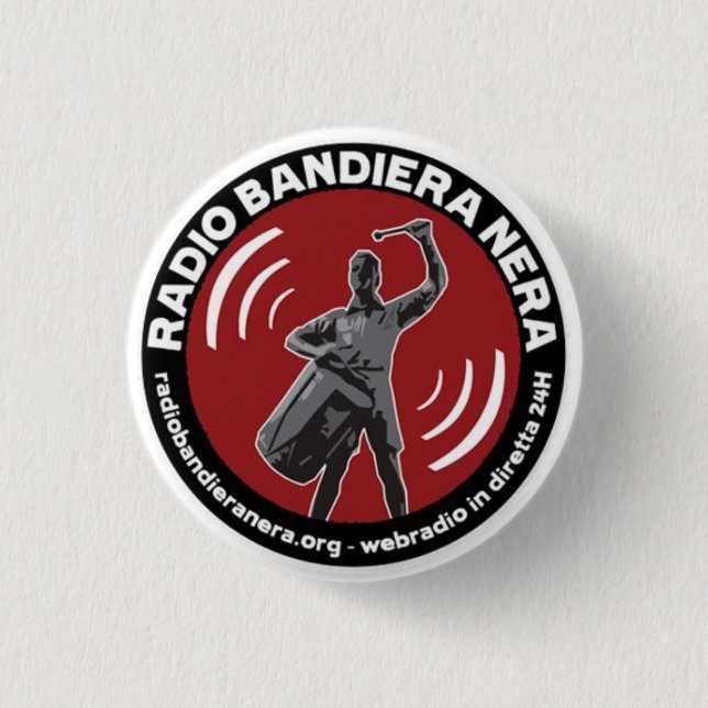 radio bandiera nera 3 cm round badge (Front)
