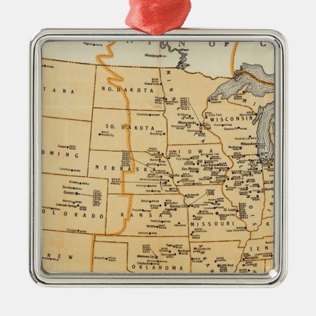 Radio Broadcasting Stations Of The United States Metal Tree Decoration (Front)