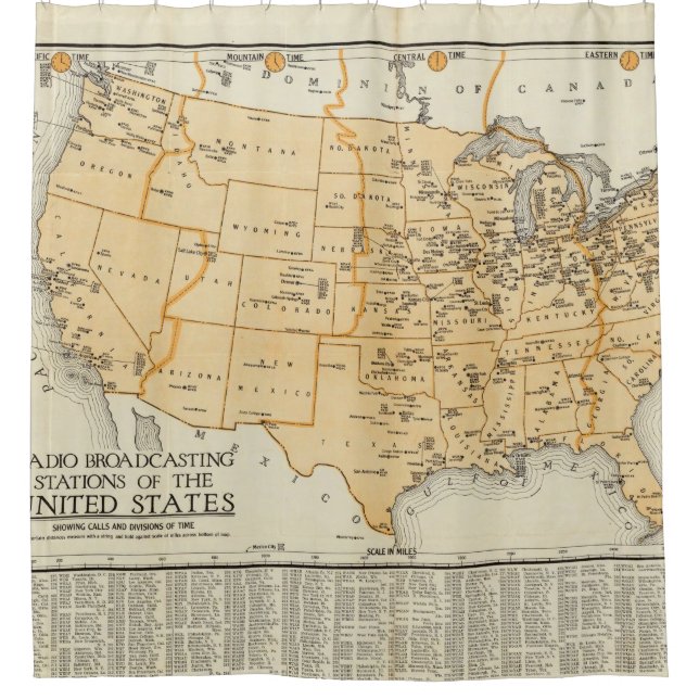 Radio Broadcasting Stations Of The United States Shower Curtain (Front)