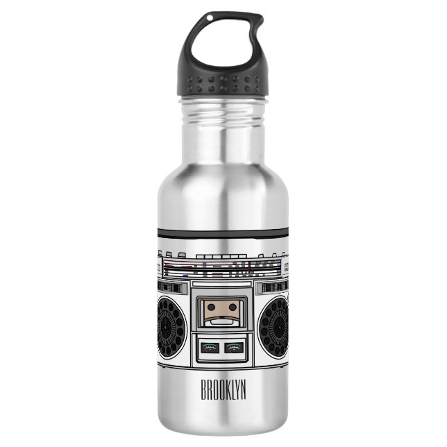 Radio cartoon illustration  532 ml water bottle (Front)