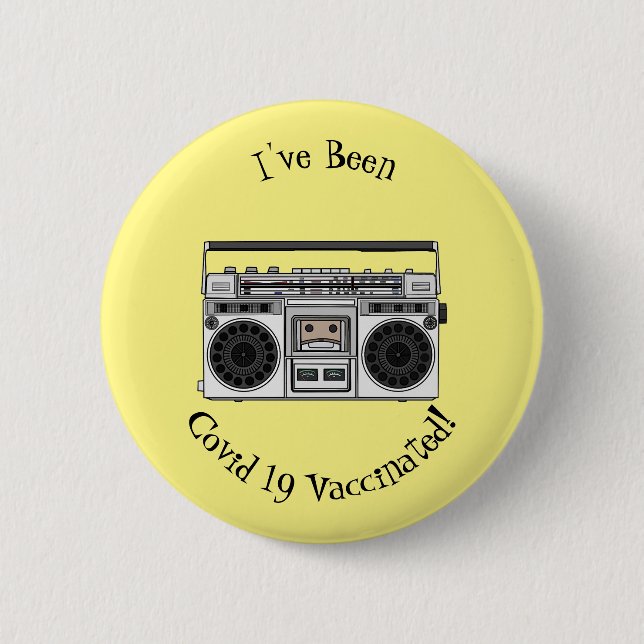Radio cartoon illustration 6 cm round badge (Front)