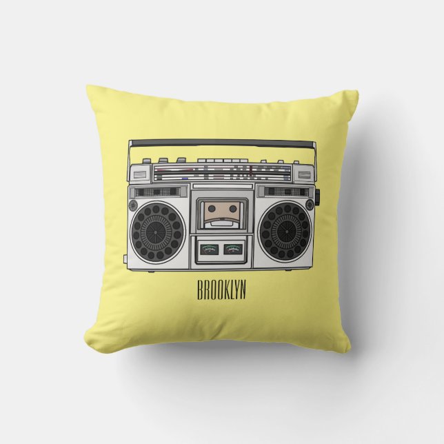 Radio cartoon illustration  cushion (Front)