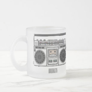 Radio cartoon illustration  frosted glass coffee mug