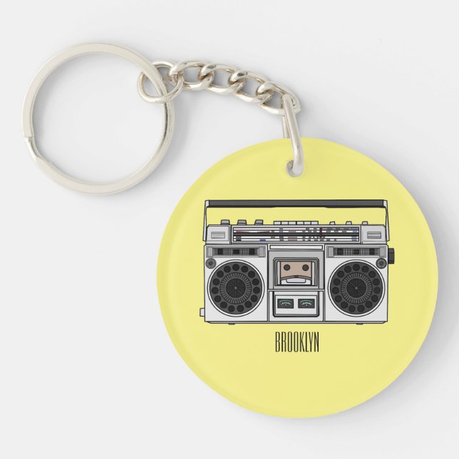 Radio cartoon illustration  key ring (Front)