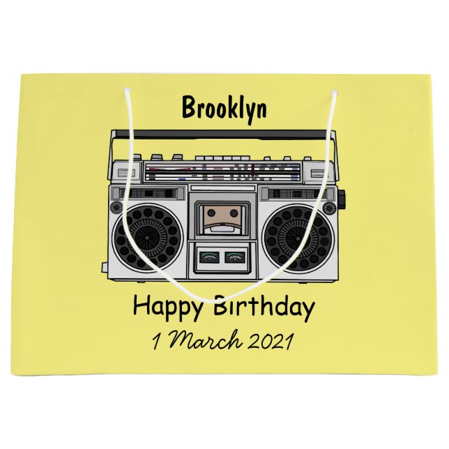 Radio cartoon illustration large gift bag (Front)