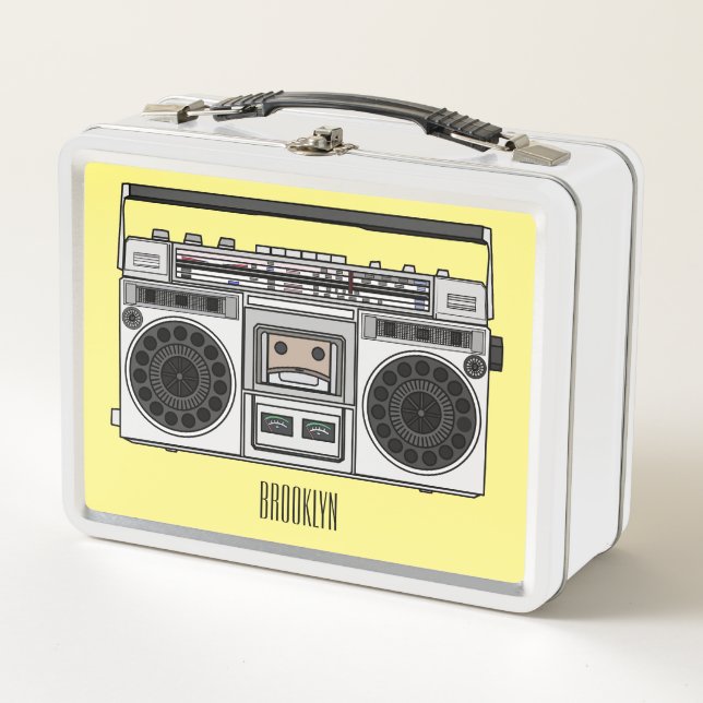 Radio cartoon illustration  metal lunch box (Front)