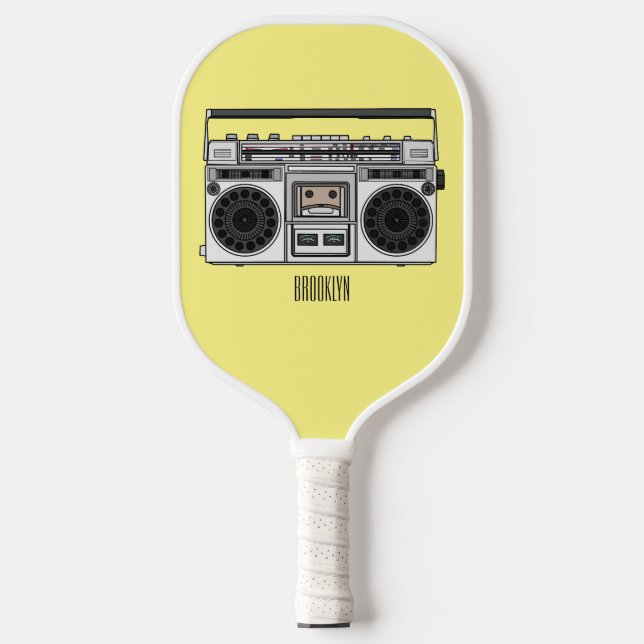 Radio cartoon illustration  pickleball paddle (Front)
