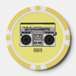 Radio cartoon illustration poker chips