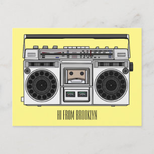 Radio cartoon illustration  postcard