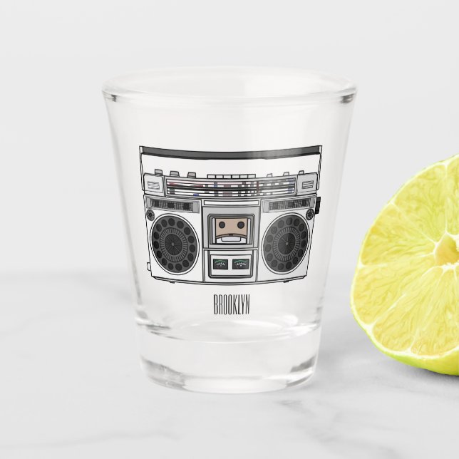Radio cartoon illustration  shot glass (Front)