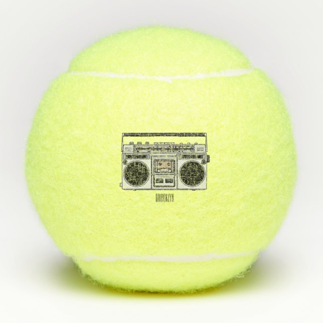 Radio cartoon illustration  tennis balls (Front)
