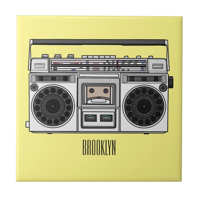 Radio cartoon illustration  tile (Front)