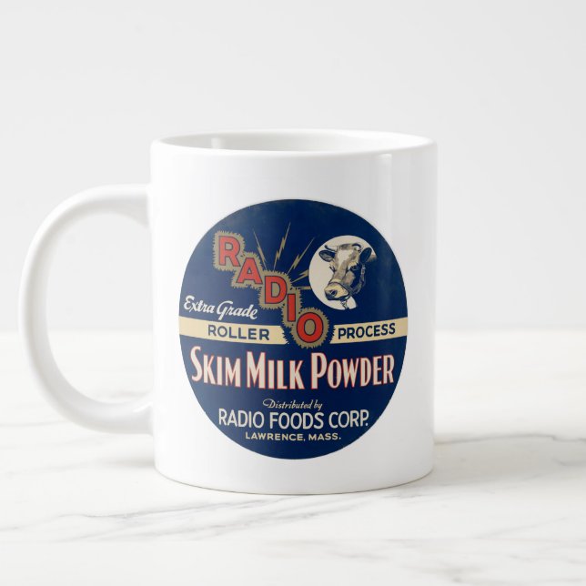 Radio Extra Grade Roller Process Skim Milk Powder. Large Coffee Mug (Left)