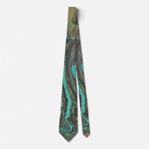Radio King 1 Abstract Wild Golden Turquoise Tie