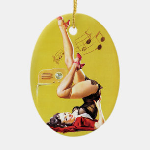 Radio Play Pin Up Ceramic Tree Decoration