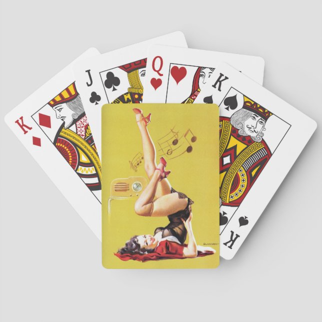 Radio Play Vintage Pin Up Playing Cards (Back)