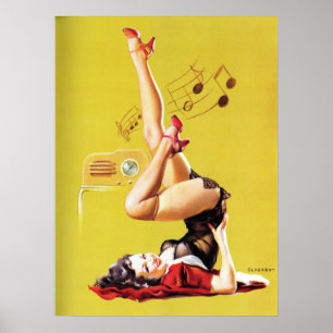 Radio Play Vintage Pin Up Poster