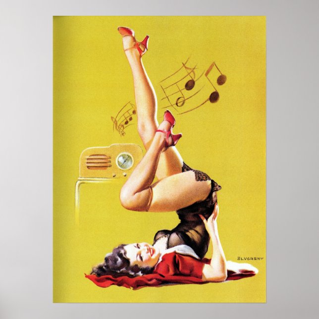 Radio Play Vintage Pin Up Poster (Front)